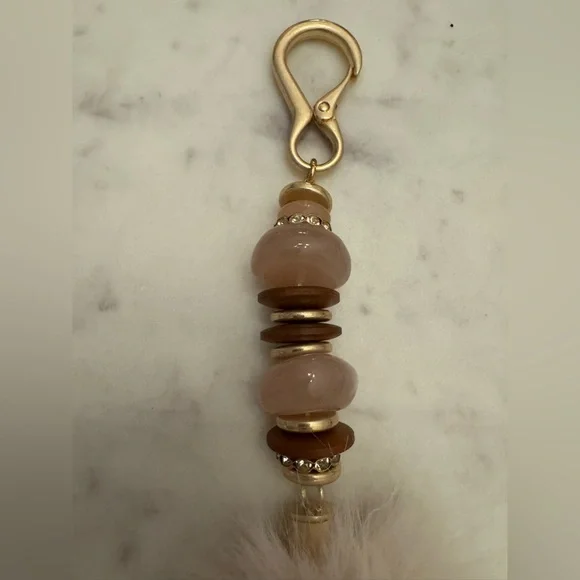 NWOT Anthropologie Faux Fur Beaded Bag Charm - Picture 4 of 5